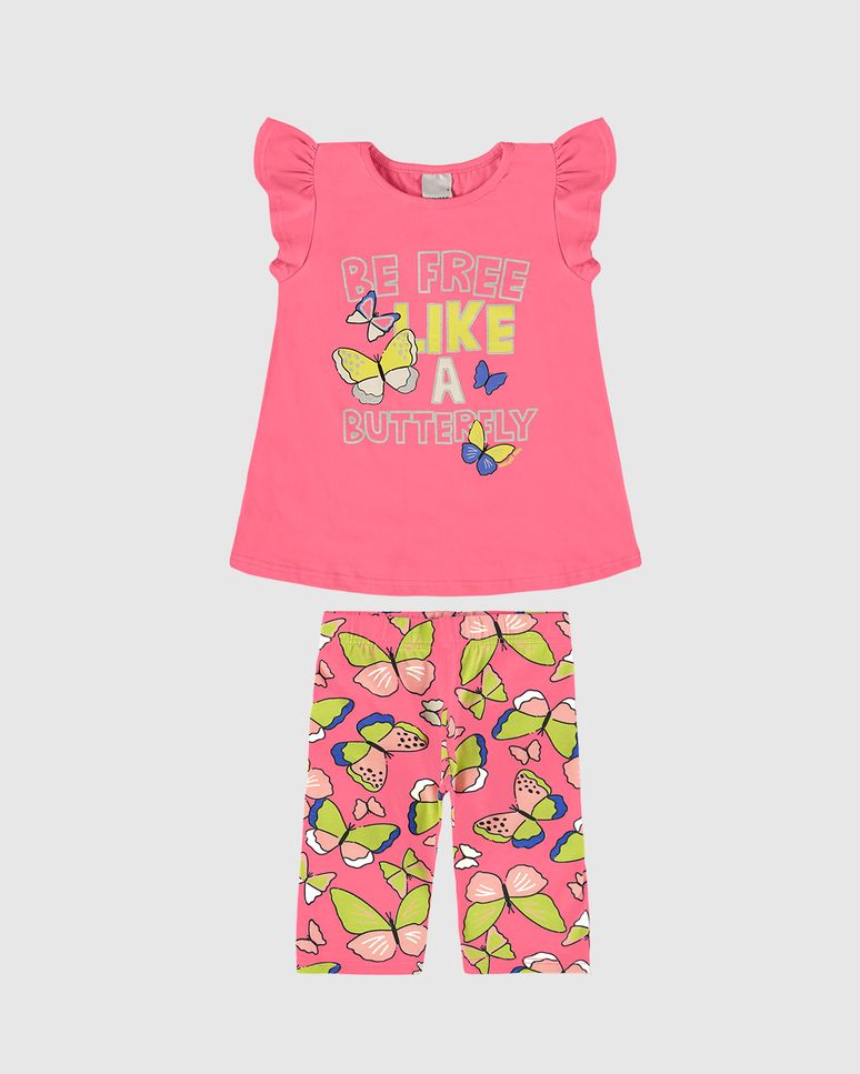Conjunto Infantil Menina Be Free Like A Butterfly Em Algodão Malwee Kids