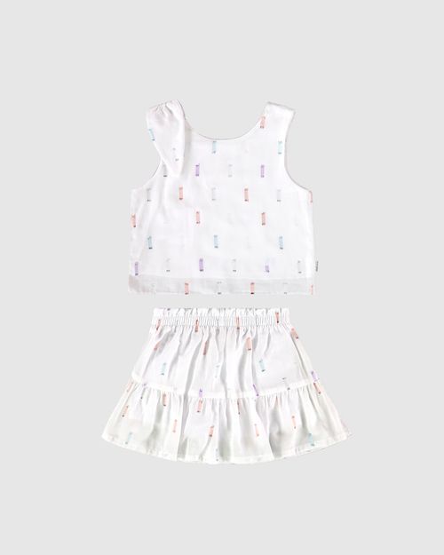 Conjunto Infantil Menina Regata E Saia Em Plumetis Brilho Malwee Kids