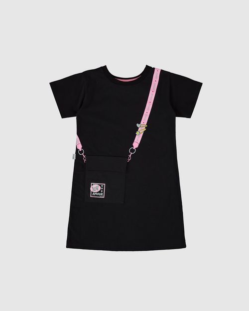 Vestido T-Shirt Infantil Bolso Funcional Em Algodão Malwee Kids
