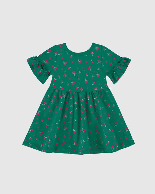 Vestido Infantil Manga Franzida Em Algodão Malwee Kids