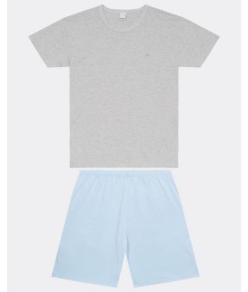 Pijama Masculino Camiseta E Shorts Em Algodão