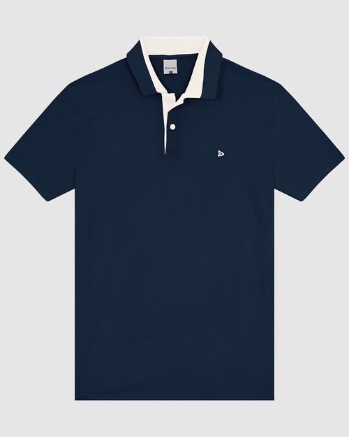Camisa Polo Masculina Gola Contraste Em Piquet Stretch