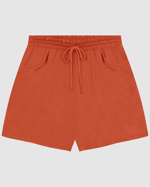 Shorts Feminino Plus Size Cadarço Frontal Em Moletinho De Viscose