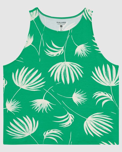 Regata Feminina Plus Size Reta Folhagem Em Viscose Stretch