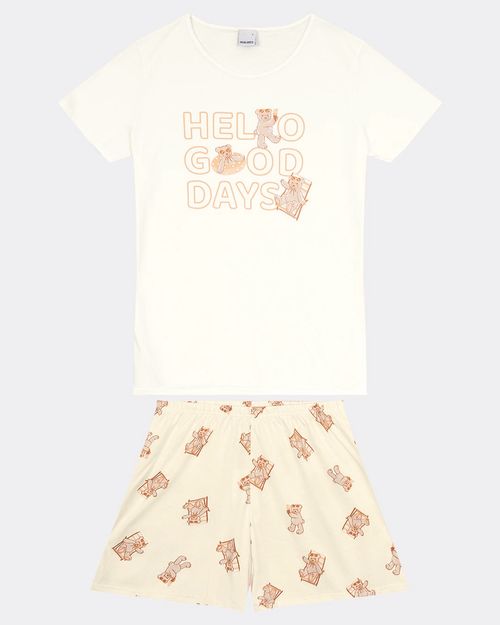 Pijama Feminino Blusa Hello Good Days Em Algodão