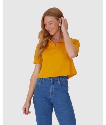 Blusa Cropped Feminina Gola Esporte Em Algodão