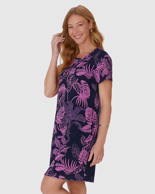Vestido Reto Feminino Estampa Corrida Em Algodão
