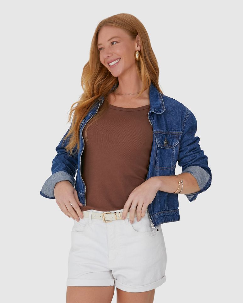 Regata Feminina Decote Redondo Em Malha Algodão