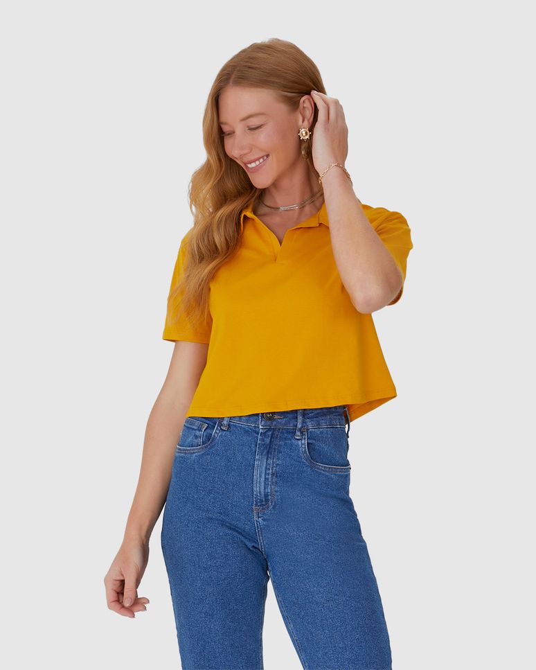 Blusa Cropped Feminina Gola Esporte Em Algodão