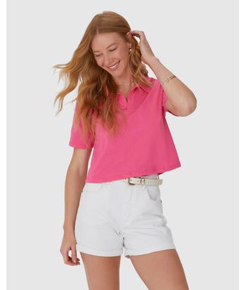 Blusa Cropped Feminina Gola Esporte Em Algodão