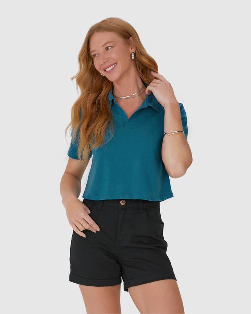 Blusa Cropped Feminina Gola Esporte Em Algodão