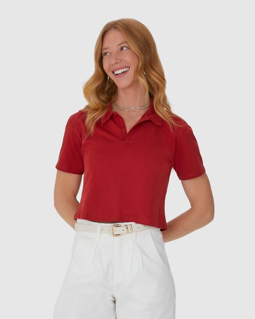 Blusa Cropped Feminina Gola Esporte Em Algodão