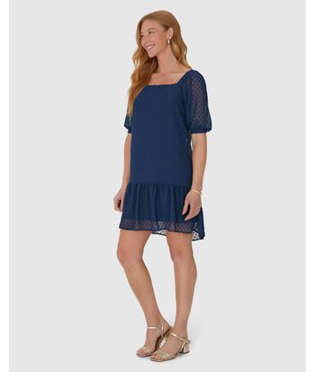 Vestido Feminino Manga Bufante Em Crepe