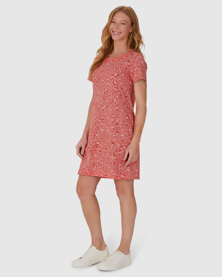 Vestido Reto Feminino Estampa Corrida Em Algodão
