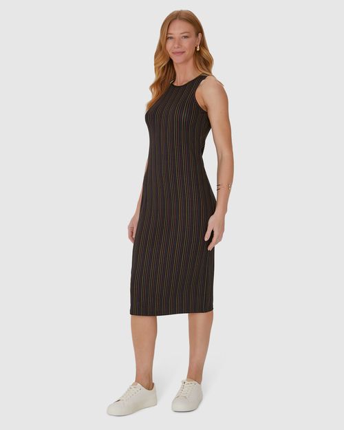 Vestido Midi Feminino Estampado Sem Manga Em Viscose Stretch