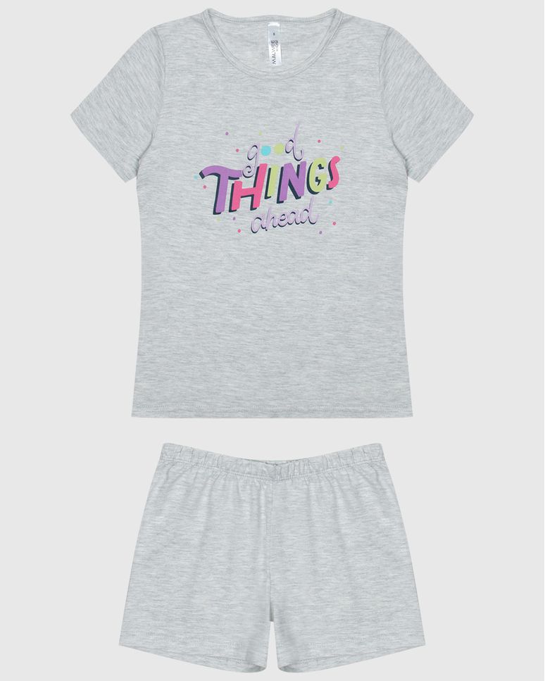 Pijama Infantil Menina Blusa Estampa Lettering Em Algodão Malwee Kids