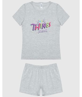 Pijama Infantil Menina Blusa Estampa Lettering Em Algodão Malwee Kids