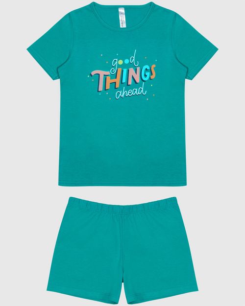 Pijama Infantil Menina Blusa Estampa Lettering Em Algodão Malwee Kids