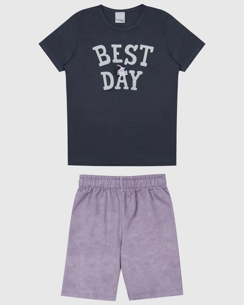 Conjunto Infantil Menino Camiseta Estampa Frontal E Bermuda Malwee Kids