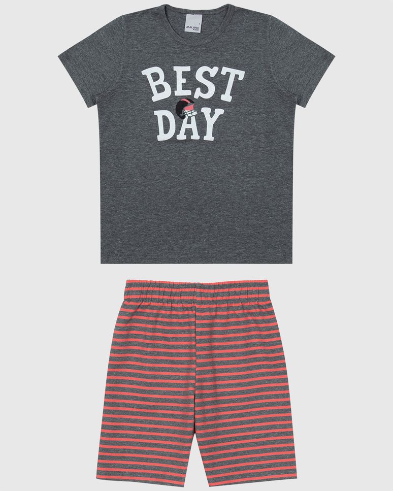 Conjunto Infantil Menino Camiseta Estampa Frontal E Bermuda Malwee Kids