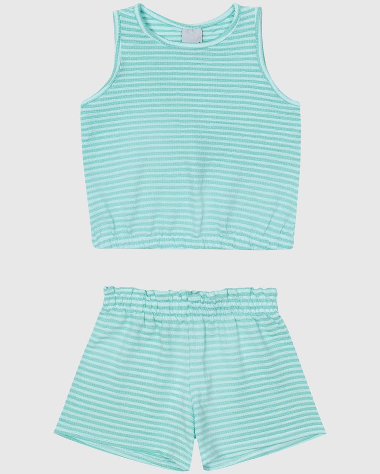 Conjunto Infantil Menina Regata E Shorts Em Malha Texturizada Malwee Kids