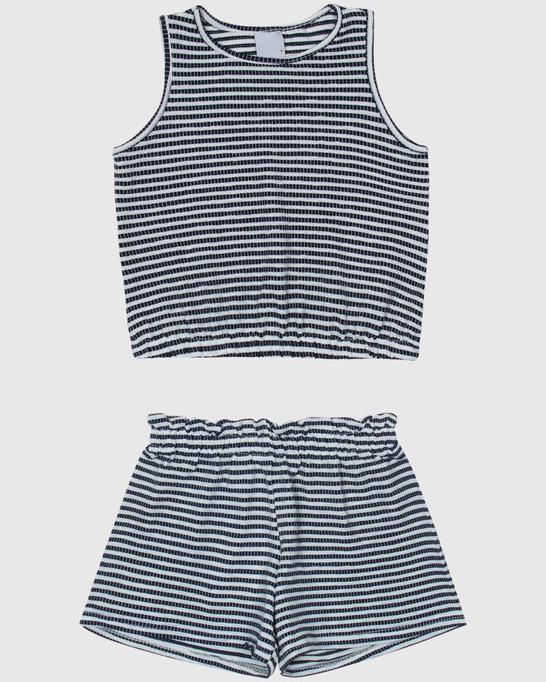 Conjunto Infantil Menina Regata E Shorts Em Malha Texturizada Malwee Kids