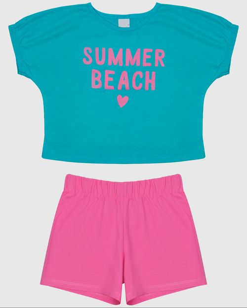 Conjunto Infantil Menina Blusa Manga Curta Em Algodão Malwee Kids