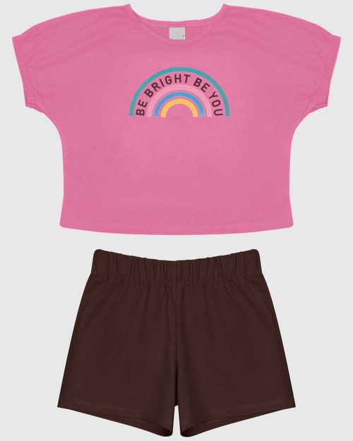Conjunto Infantil Menina Blusa Manga Curta Em Algodão Malwee Kids