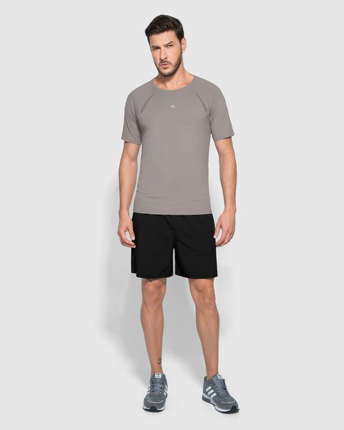 Camiseta Masculina Slim Cava Raglan Em Malha Rajada Dry - ENFIM