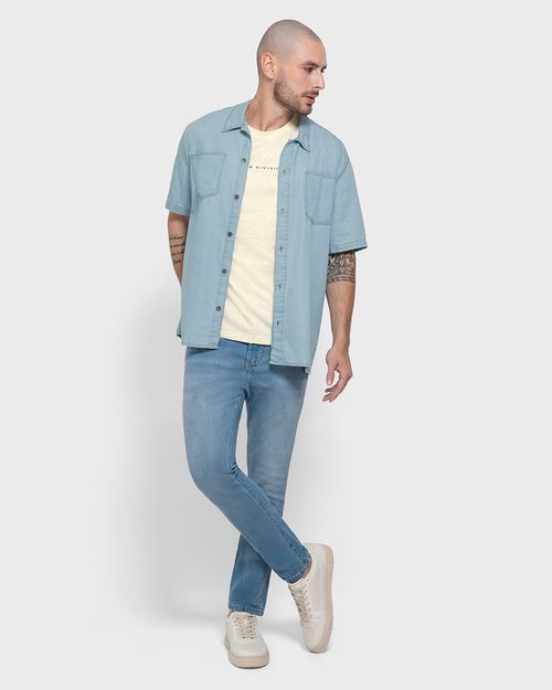 Calça Masculina Slim Bolso Funcional Em Jeans Com Elastano - ENFIM