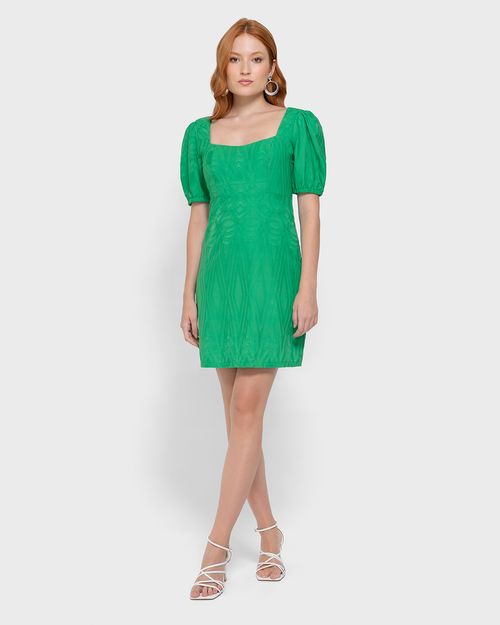 Vestido Feminino Decote Coração Em Tecido Bordado Geométrico - ENFIM