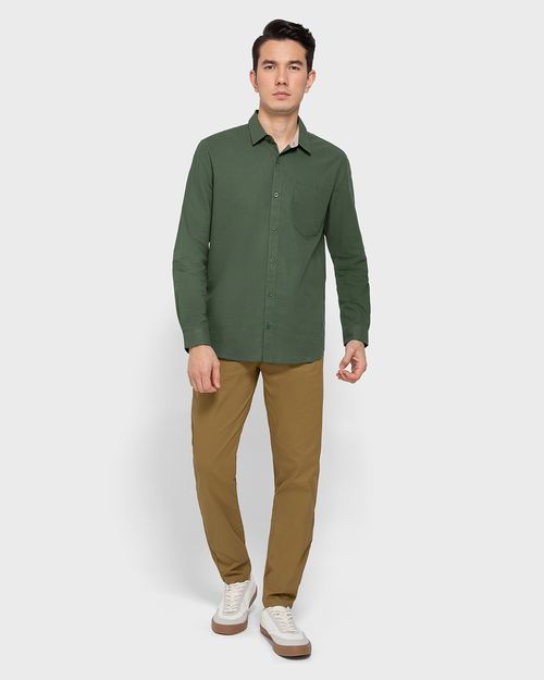 Calça Reta Masculina Bolso Embutido Em Algodão Com Elastano - ENFIM