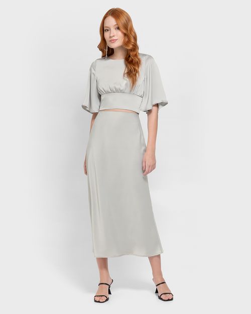 Blusa Cropped Feminina Recorte Busto Em Cetim - ENFIM