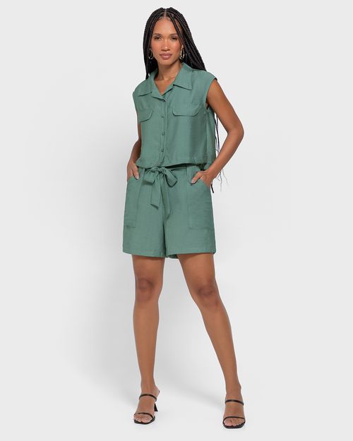 Camisa Feminina Box Lapela Frontal Em Viscose - ENFIM