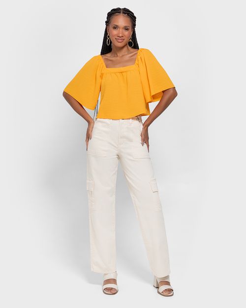 Blusa Ampla Feminina Manga Godê Em Tecido Jacquard - ENFIM