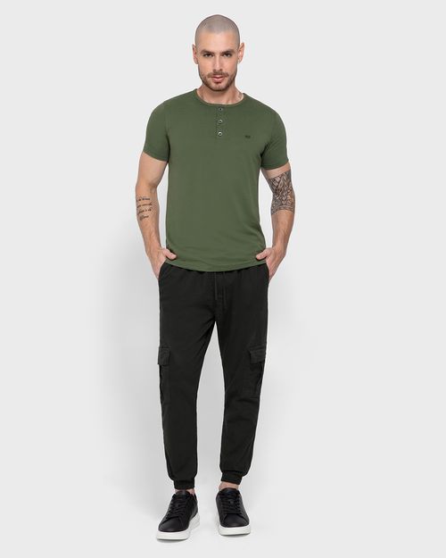 Calça Masculina Jogger Cargo Cós Elástico Em Sarja - ENFIM