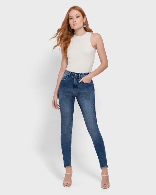 Calça Feminina Skinny Push Up Barra Desfiada Em Jeans - ENFIM