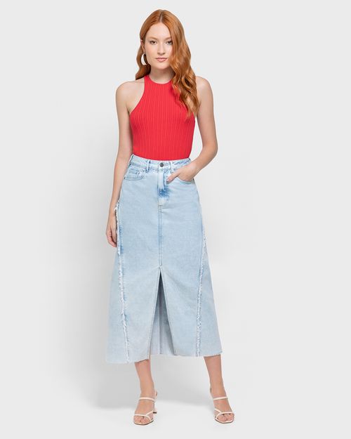 Regata Justa Feminina Decote Halter Neck Em Tricô De Viscose - ENFIM