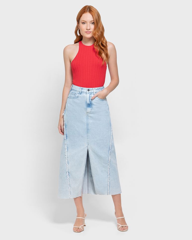Regata Justa Feminina Decote Halter Neck Em Tricô De Viscose - ENFIM