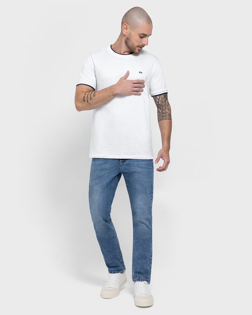 Camiseta Masculina Gola E Manga Retilínea Em Malha Texturizada - ENFIM