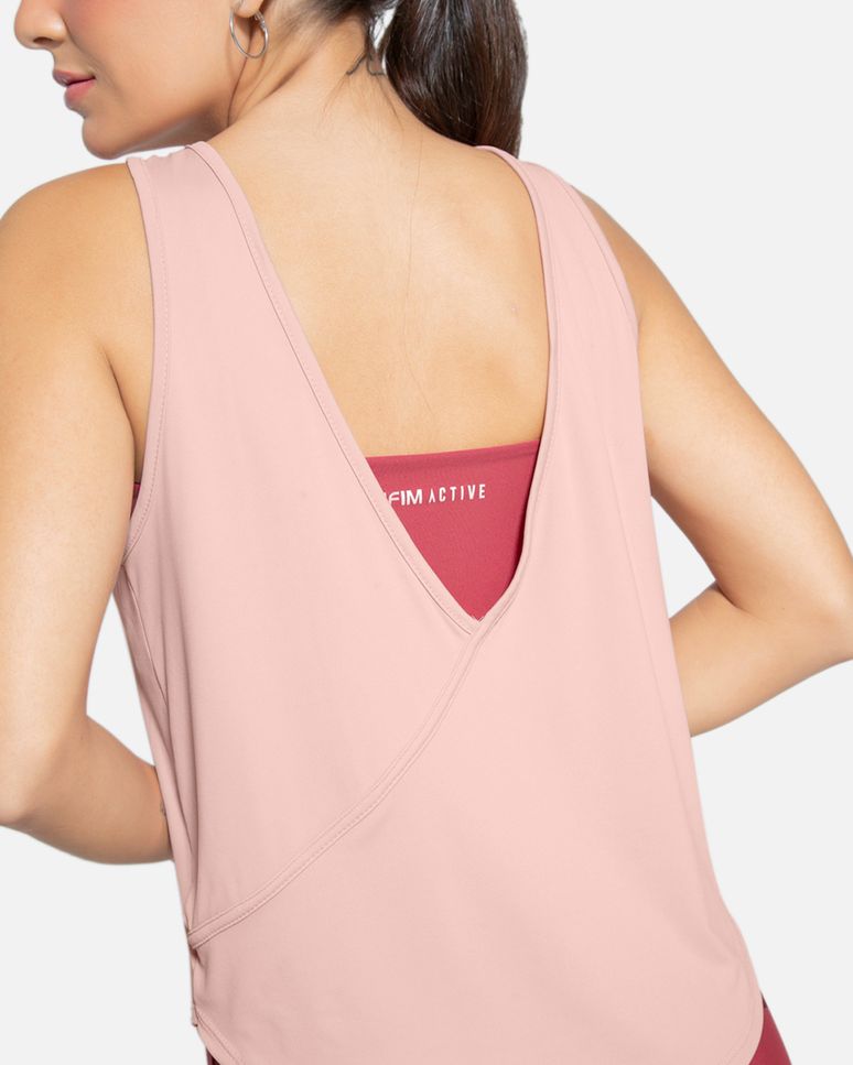 Regata Feminina Decote Profundo Costas Em Malha Dry E Proteção UV50+ - ENFIM