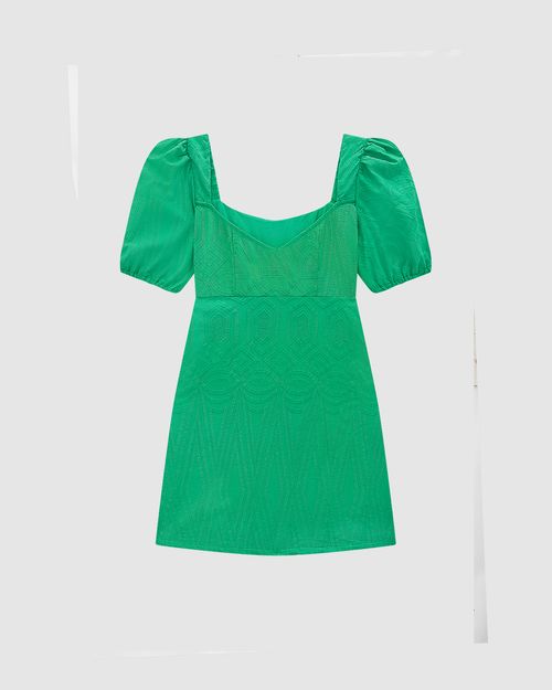 Vestido Feminino Decote Coração Em Tecido Bordado Geométrico - ENFIM