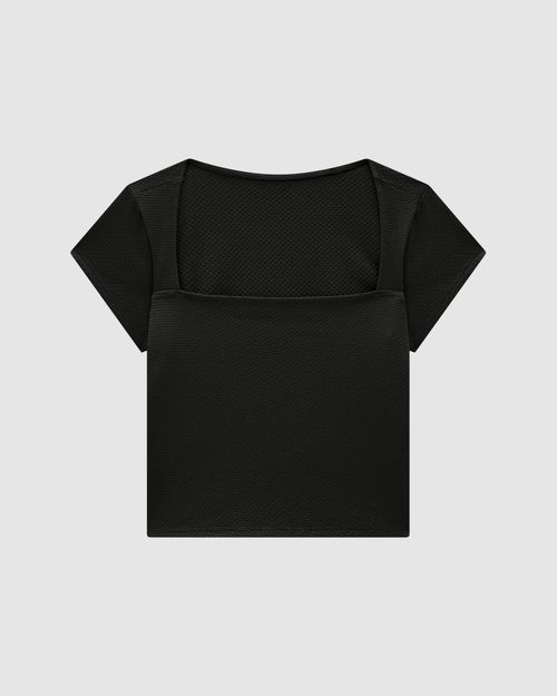 Blusa Justa Feminina Decote Quadrado Em Malha Texturizada - ENFIM