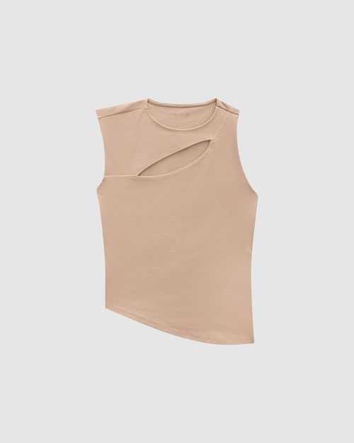 Blusa Feminina Recorte Frontal Em Malha Interlock - ENFIM