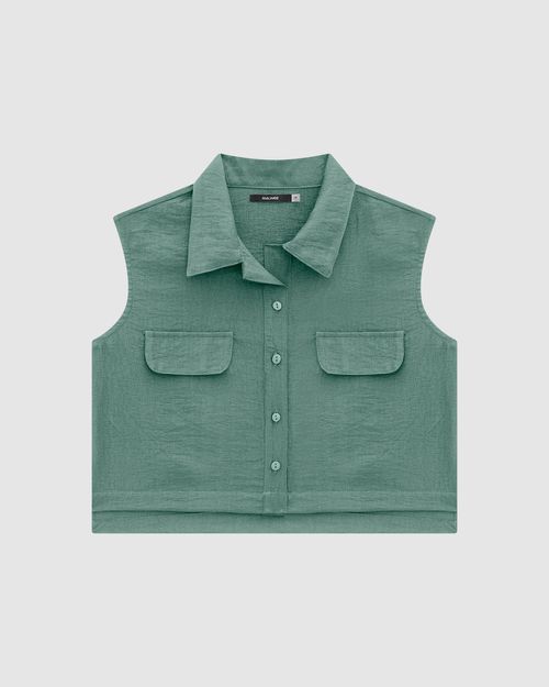 Camisa Feminina Box Lapela Frontal Em Viscose - ENFIM