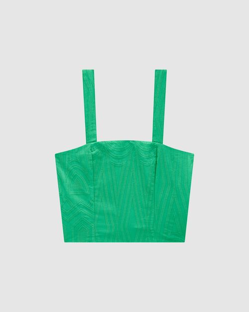 Blusa Cropped Feminina Em Tecido Bordado Geométrico - ENFIM