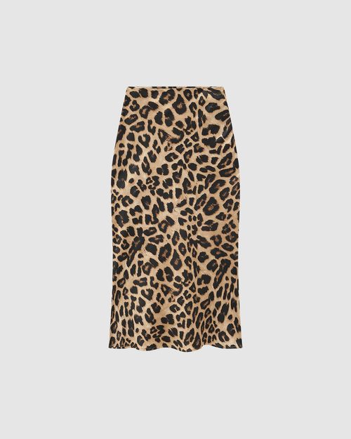 Saia Midi Feminina Evasê Animal Print Em Cetim - ENFIM