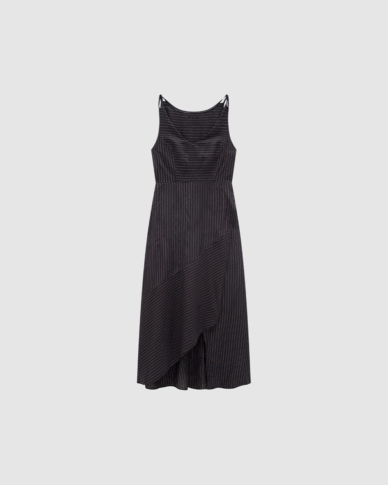 Vestido Midi Feminino Assimétrico Em Viscose Lurex - ENFIM