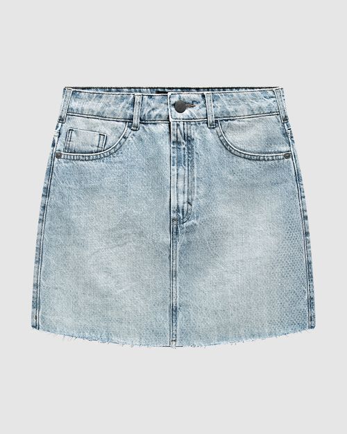 Saia Evasê Feminina Barra Desfiada Em Jeans Efeito Brilho - ENFIM