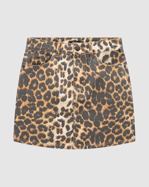 Saia Evasê Feminina Animal Print Em Sarja 100% Algodão - ENFIM
